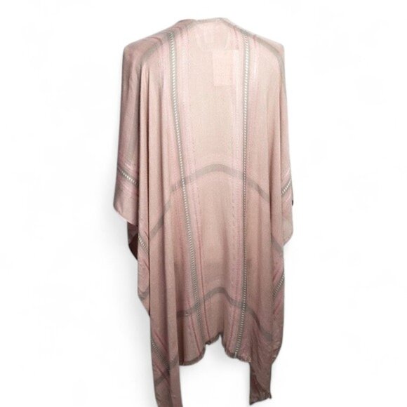 NWT LC Lauren Conrad Kimono Wrap Women's Metallic Striped Open Front OS - Picture 4 of 7